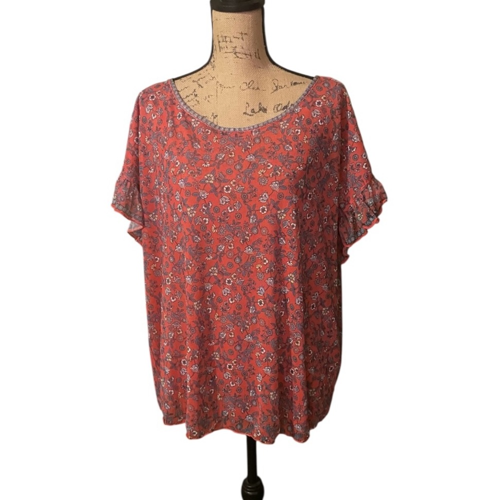 Max Studio Red Floral Blouse‎